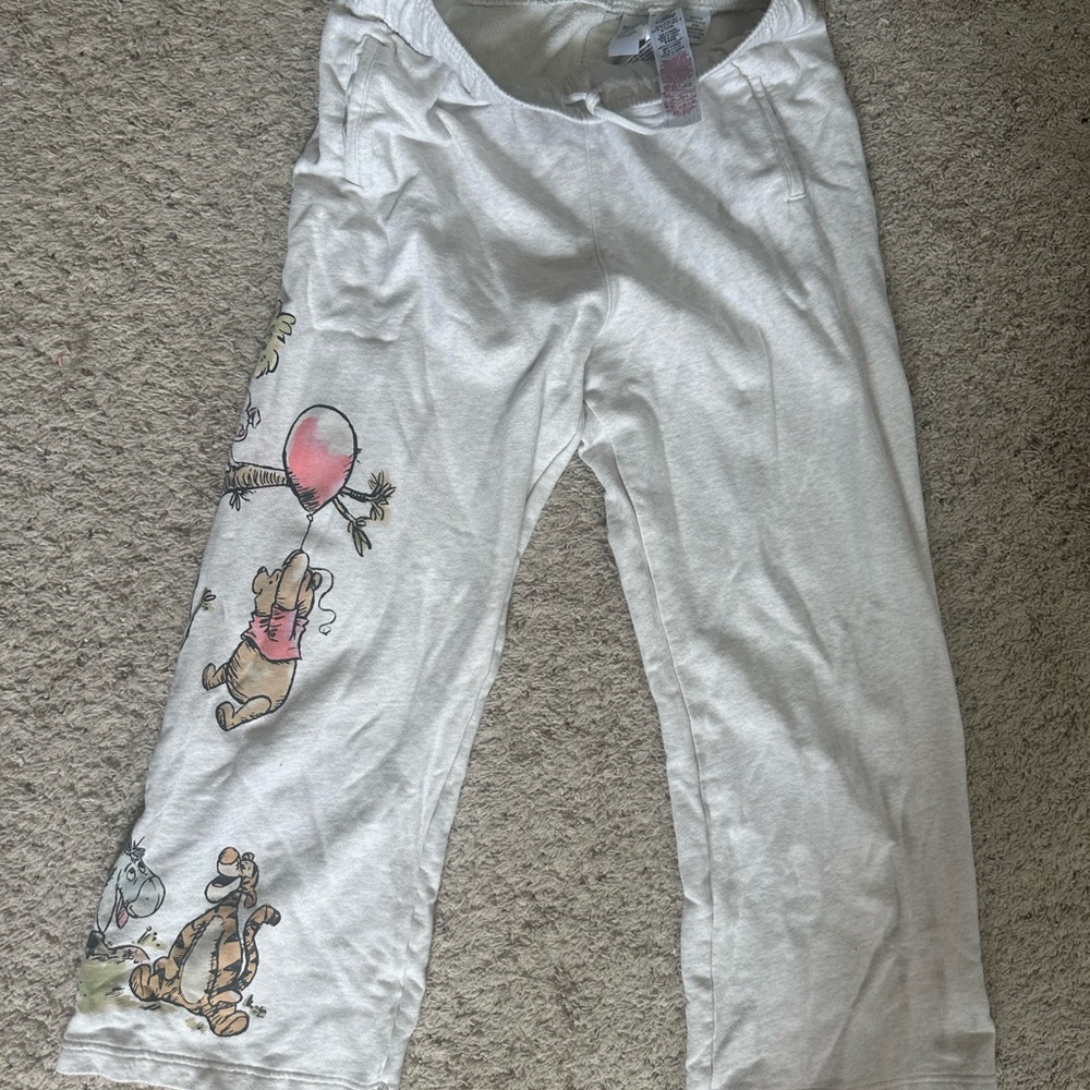 Disney Winnie the Pooh beige heather sweatpants, painted-like design,DisneyWorld